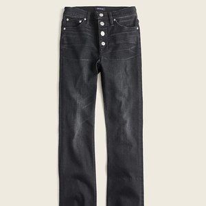 J.Crew 9" demi-boot crop jean in charcoal - buttons blacked out